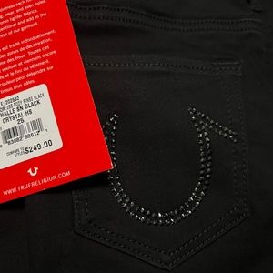 TRUE RELIGION HALLE MID RISE SUPER SKINNY JEAN SWAROVSKI